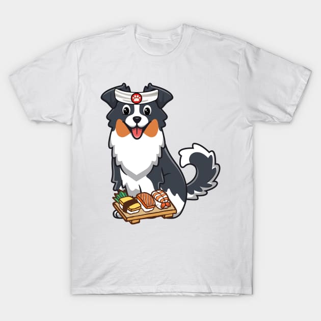 Funny Collie dog is a sushi chef T-Shirt by Pet Station